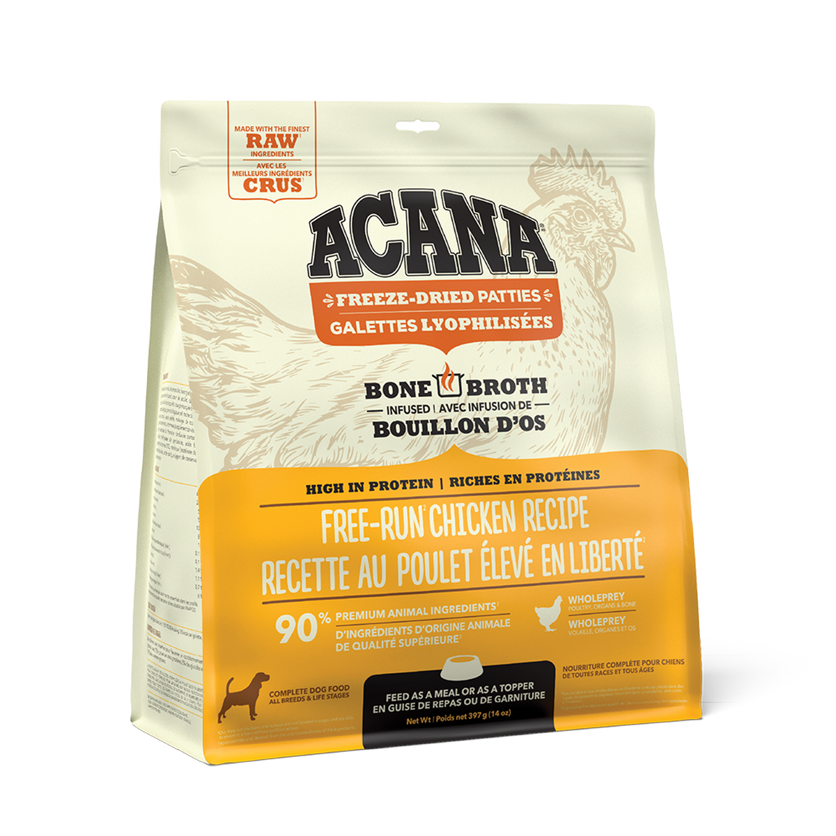 Freeze dried top chicken dog food